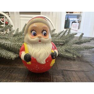 Vintage Santa Roly Poly Toy Weeble Wobble Kiddie Products Christmas